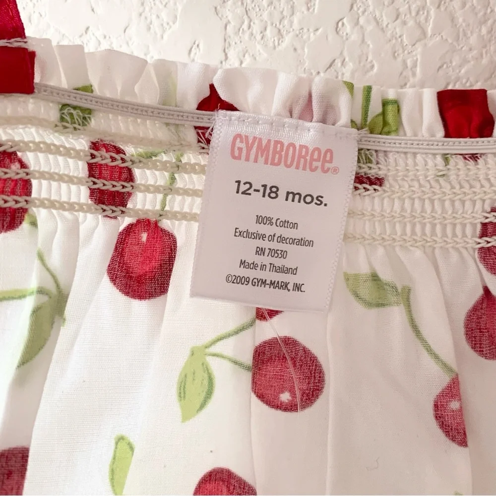 NWOT vintage  100% cotton Cherry bow ruffle dress